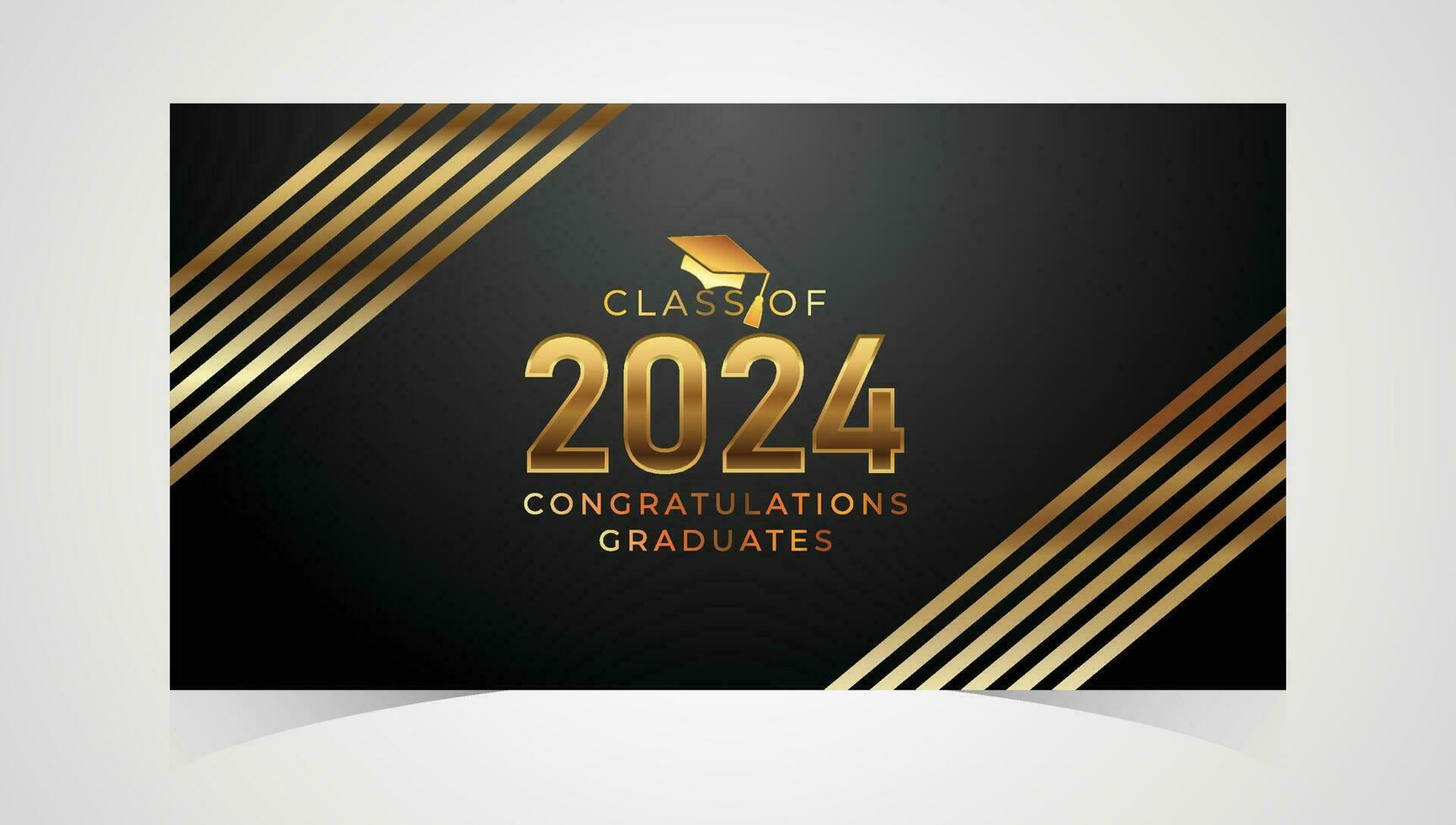 Class of 2024 Congratulations Graduates. Academic Cap and Diploma Graduation Ceremony. Vector Template for Senior Class of University, Year 2024 Banner, Party, High School or College Graduate