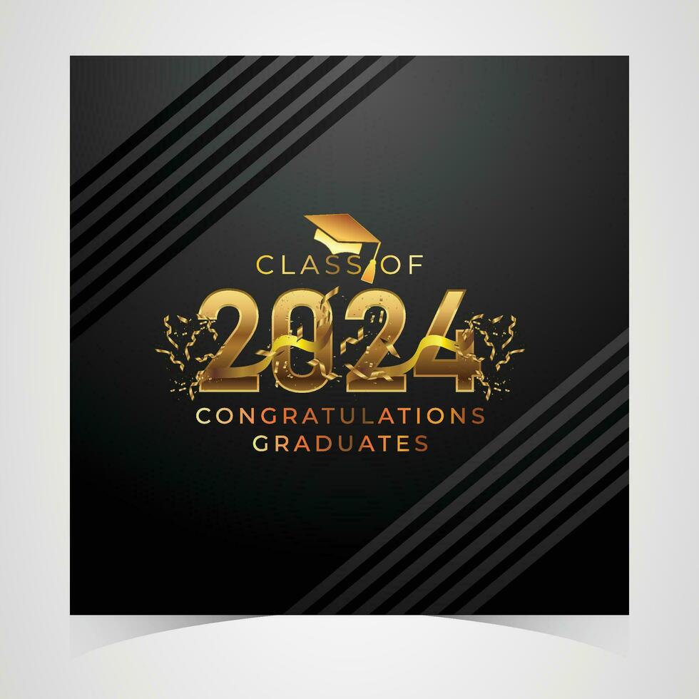 Class of 2024 Congratulations Graduates. Academic Cap and Diploma Graduation Ceremony. Vector Template for Senior Class of University, Year 2024 Banner, Party, High School or College Graduate