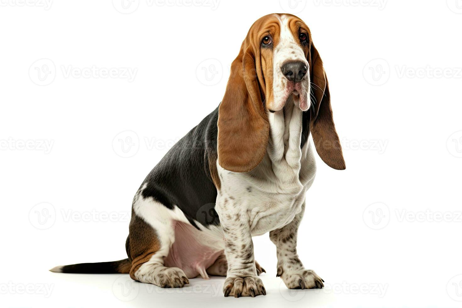 AI generated Realistic basset hound clipart photo