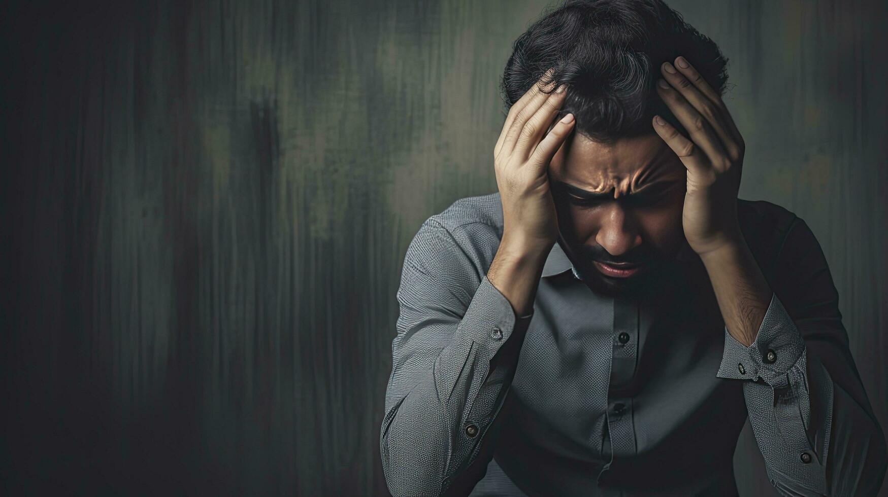 ai generado gerente agudo estrés trastorno y albardilla con emocional averías en medio de agobiante estudiar o trabajo presión. foto