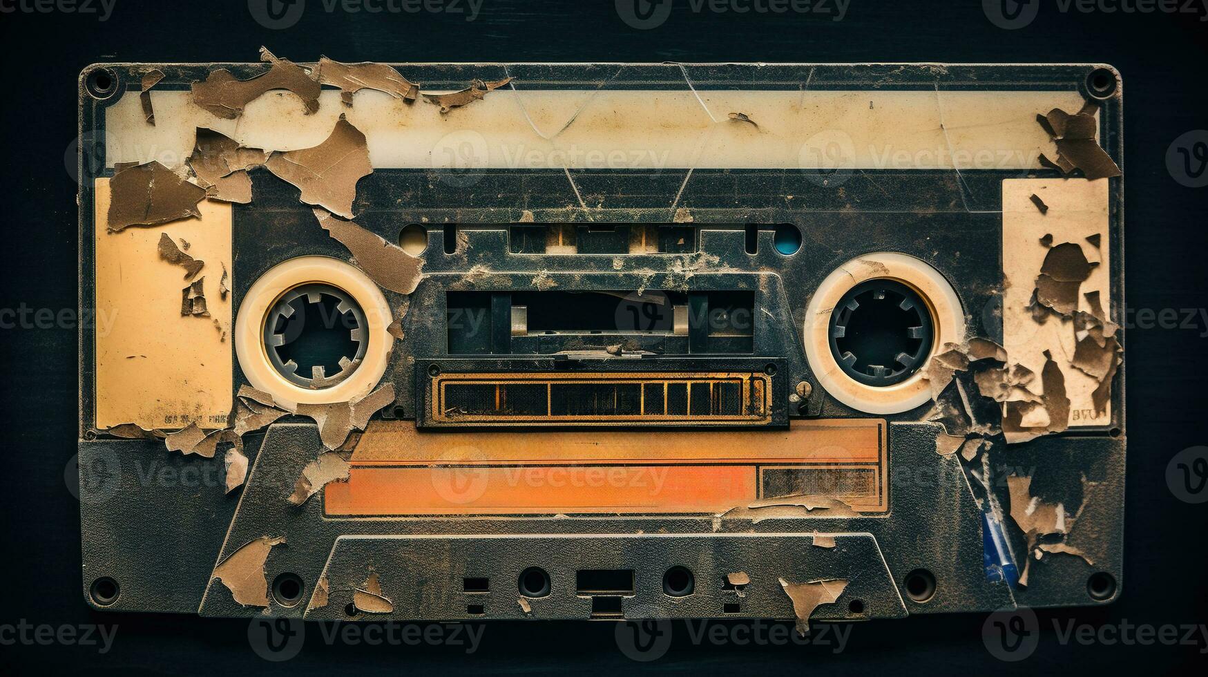 AI generated Generative AI, photo of old audio tape cassette, vintage nostalgic object for the design of the 80s