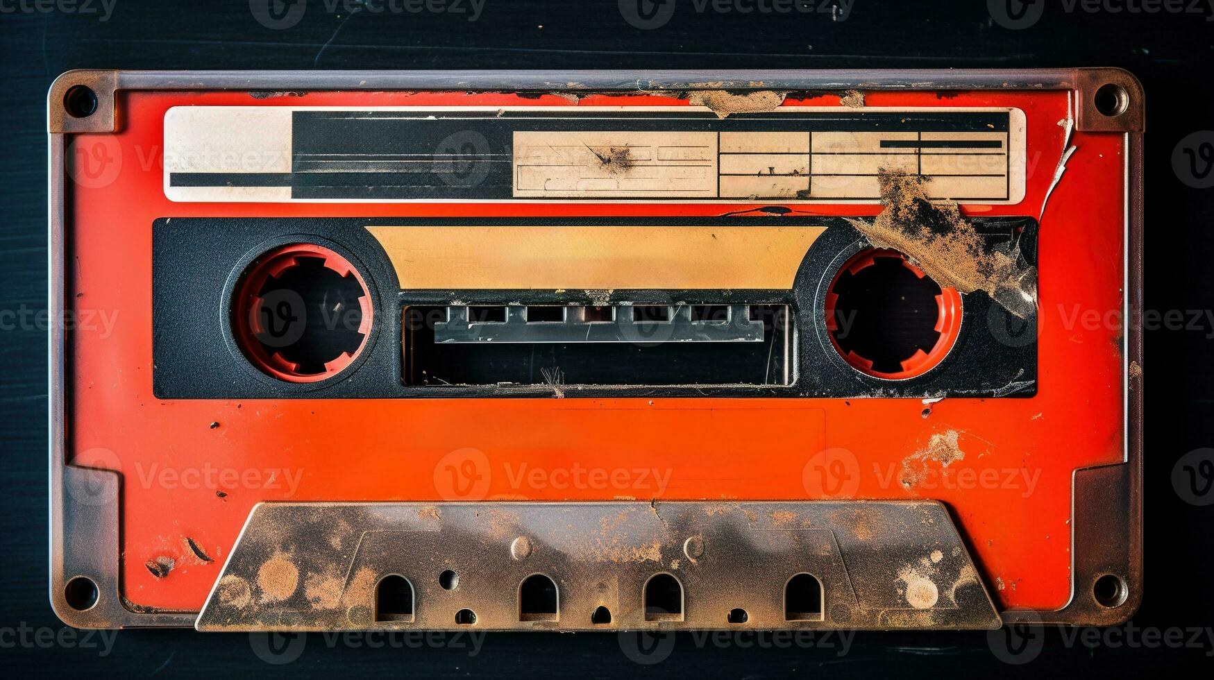 AI generated Generative AI, photo of old audio tape cassette, vintage nostalgic object for the design of the 80s