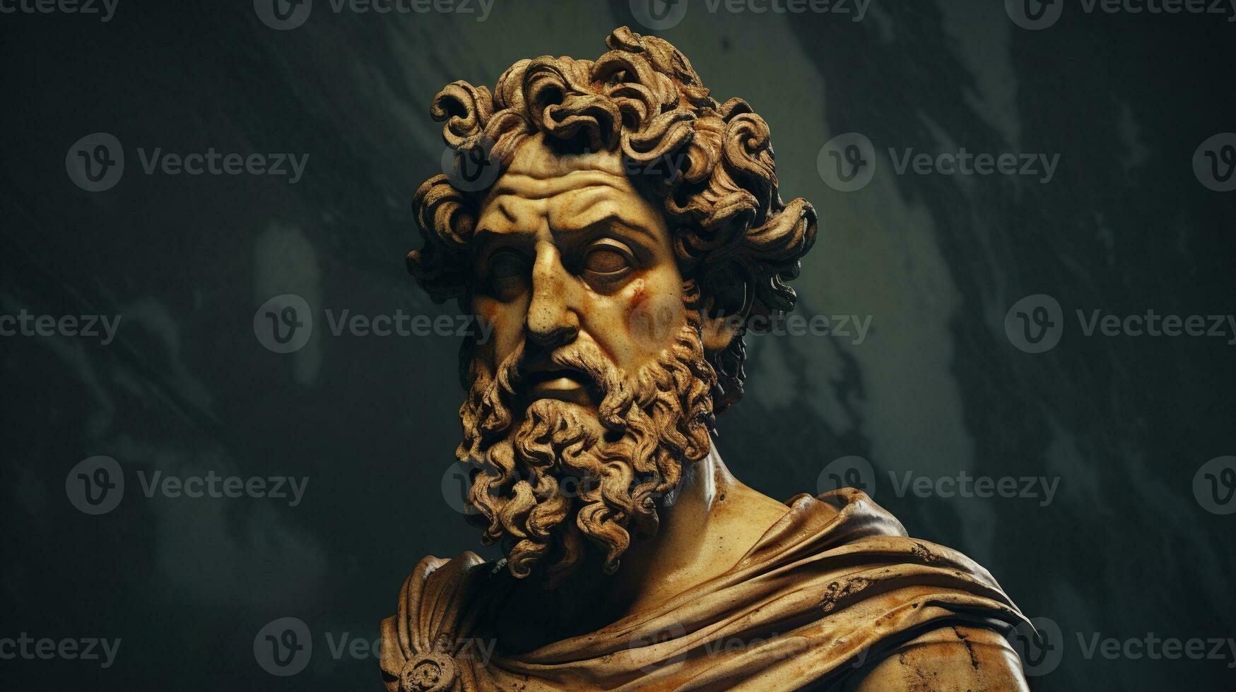 AI generated Generative AI, Stoicism concept, sculpture of a stoic, representing philosophy, ancient greek god statue photo