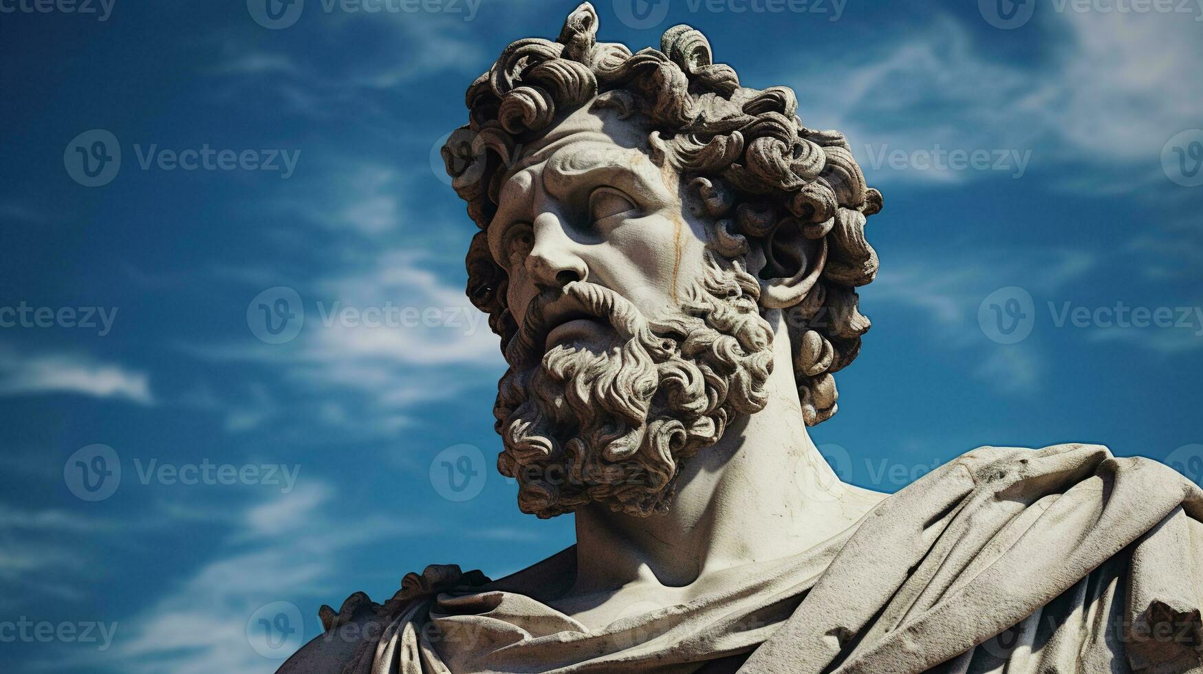 AI generated Generative AI, Stoicism concept, sculpture of a stoic, representing philosophy, ancient greek god statue photo