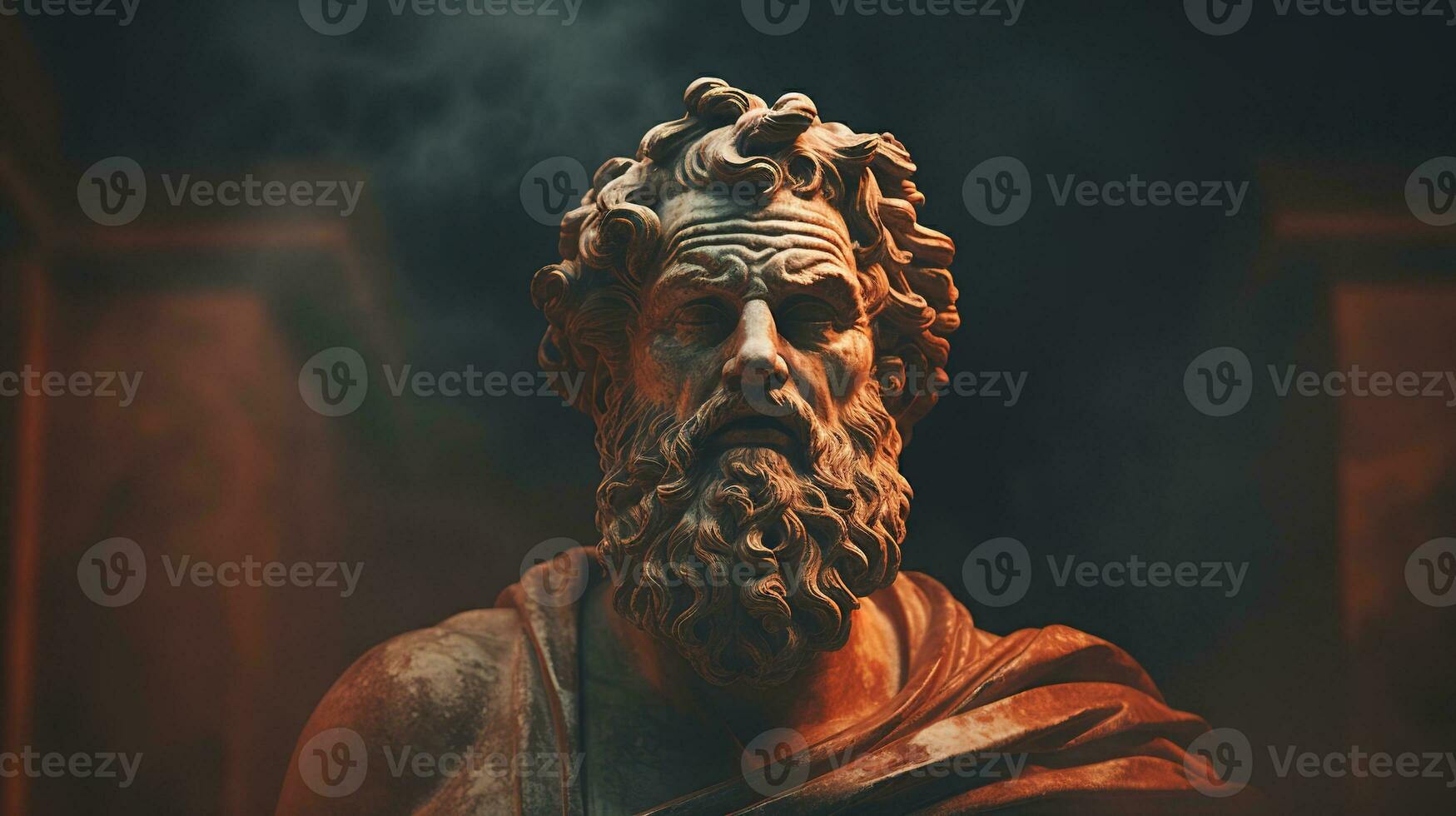 AI generated Generative AI, Stoicism concept, sculpture of a stoic, representing philosophy, ancient greek god statue photo