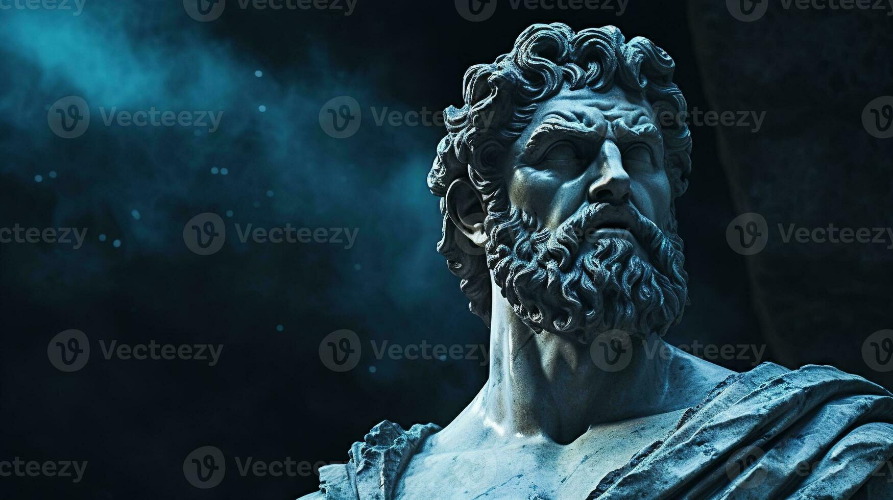 AI generated Generative AI, Stoicism concept, sculpture of a stoic, representing philosophy, ancient greek god statue photo