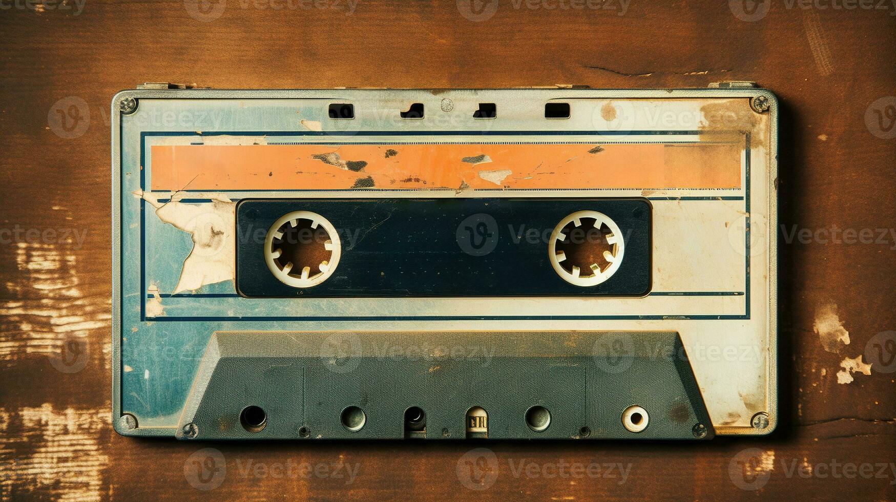 AI generated Generative AI, photo of old audio tape cassette, vintage nostalgic object for the design of the 80s