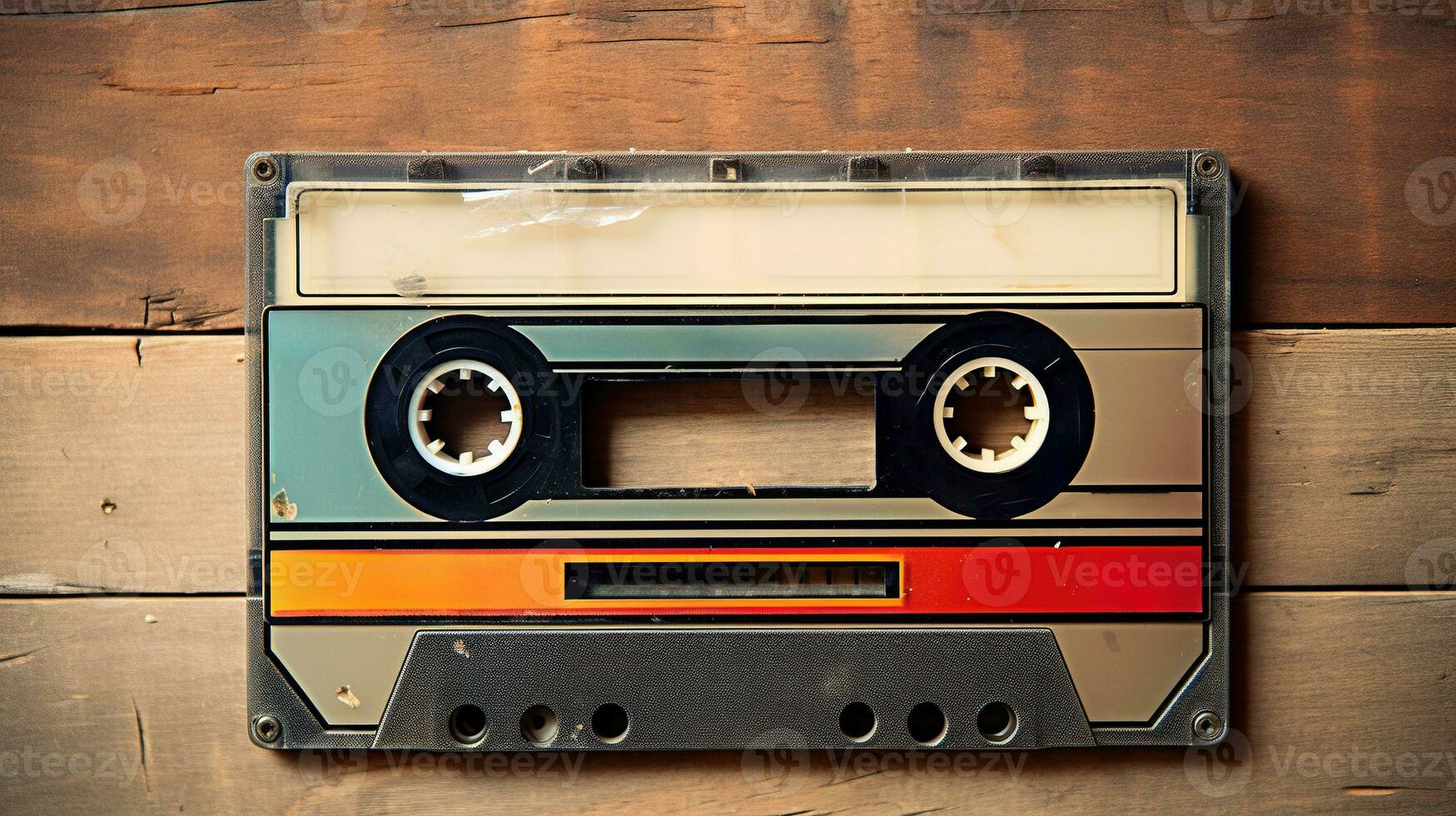 AI generated Generative AI, photo of old audio tape cassette, vintage nostalgic object for the design of the 80s