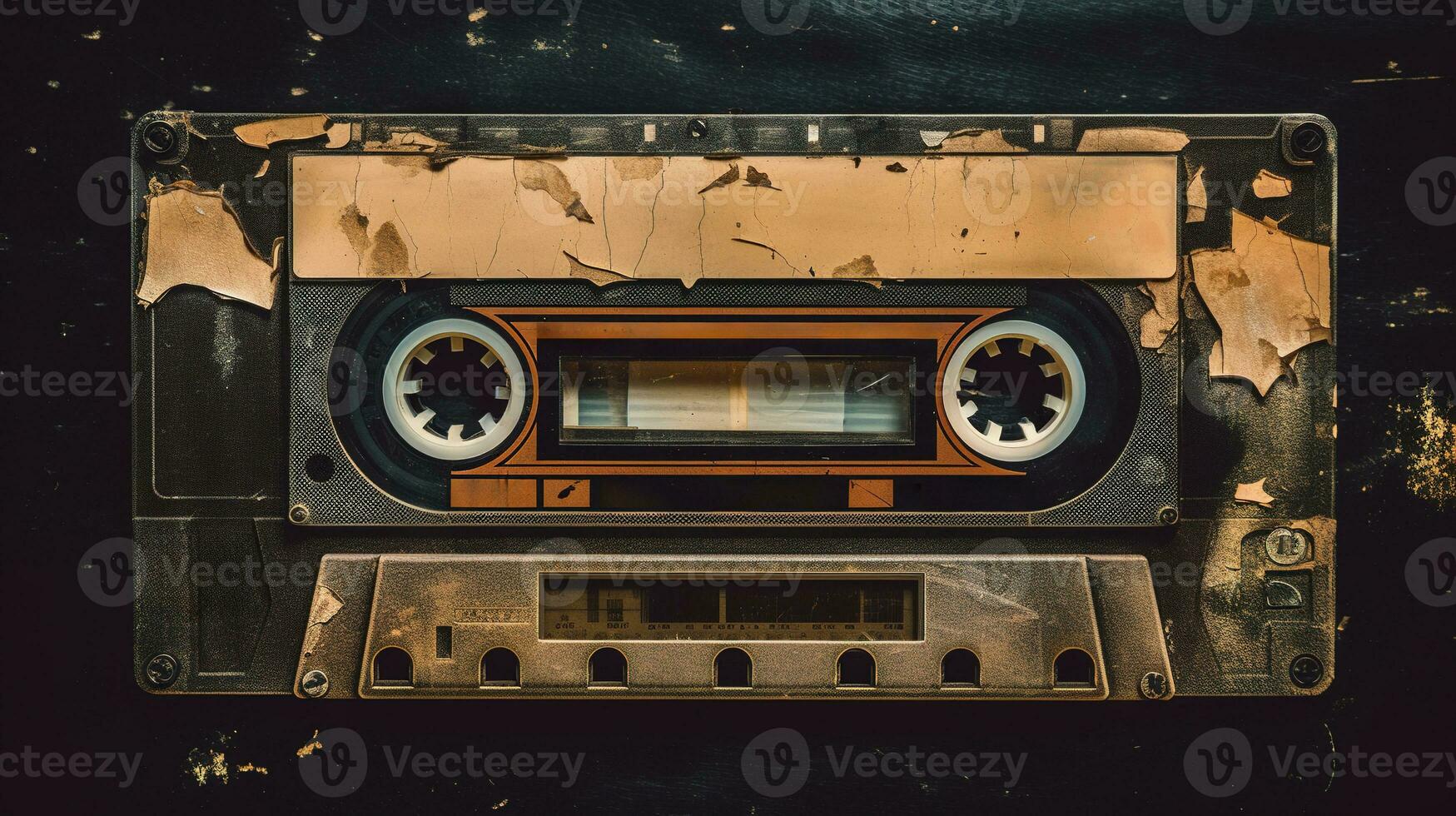 AI generated Generative AI, photo of old audio tape cassette, vintage nostalgic object for the design of the 80s