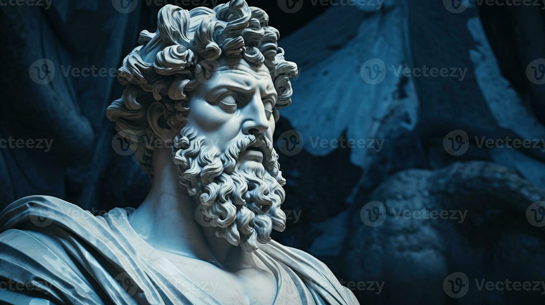 AI generated Generative AI, Stoicism concept, sculpture of a stoic, representing philosophy, ancient greek god statue photo