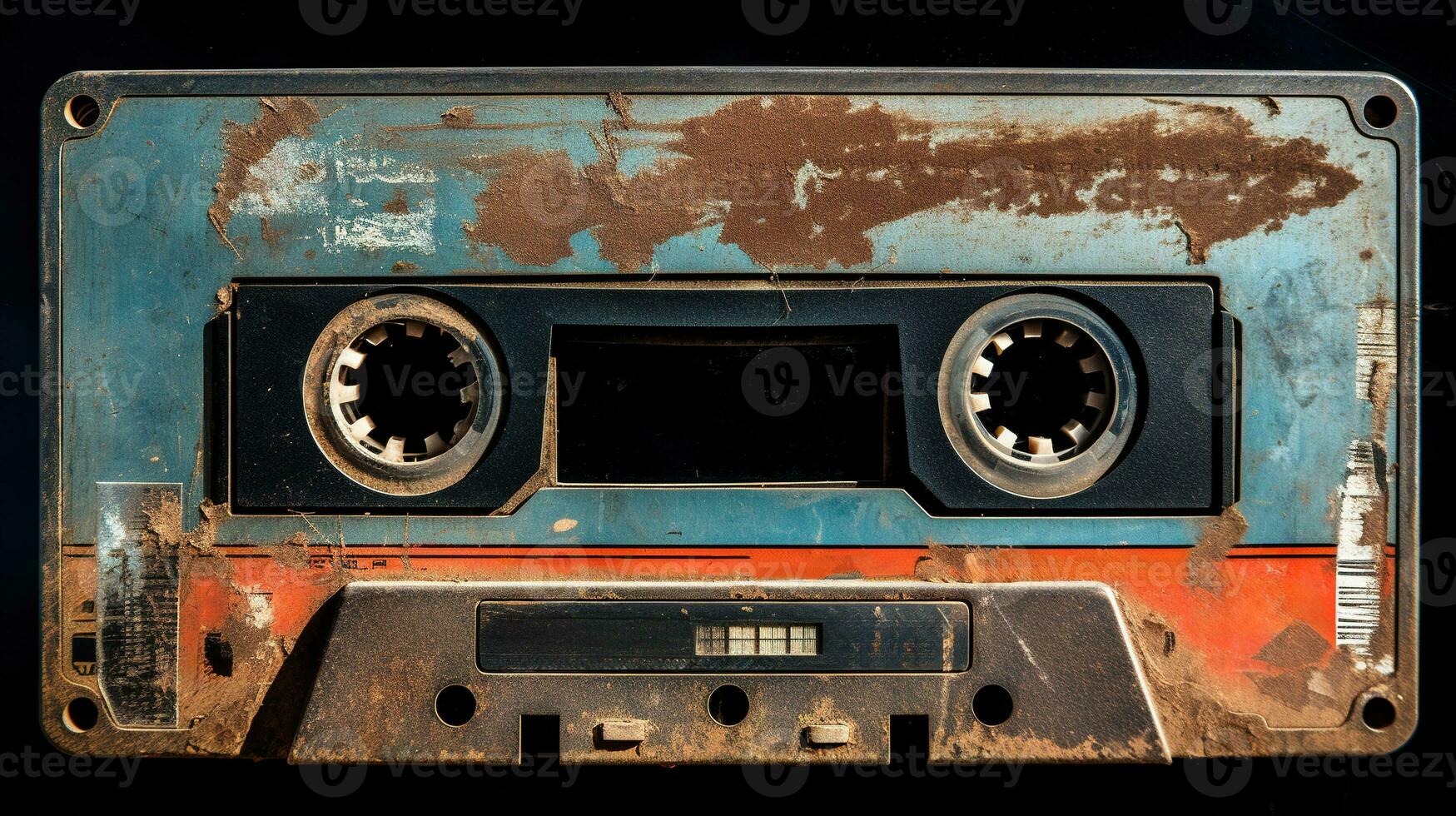 AI generated Generative AI, photo of old audio tape cassette, vintage nostalgic object for the design of the 80s