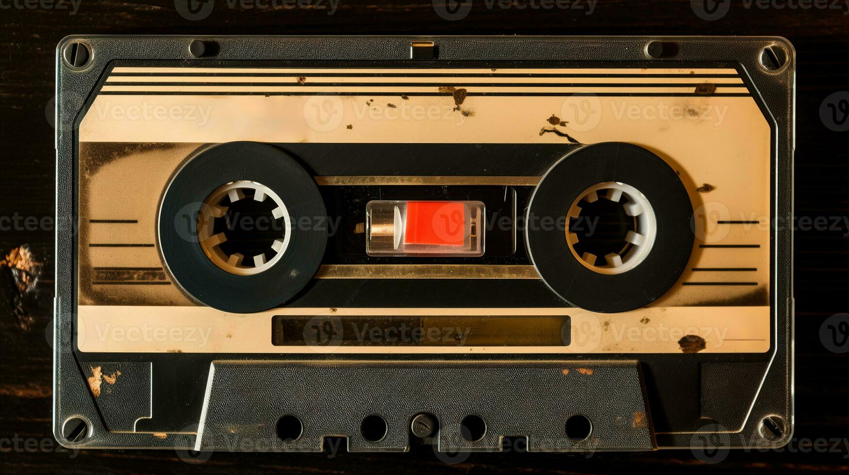 AI generated Generative AI, photo of old audio tape cassette, vintage nostalgic object for the design of the 80s