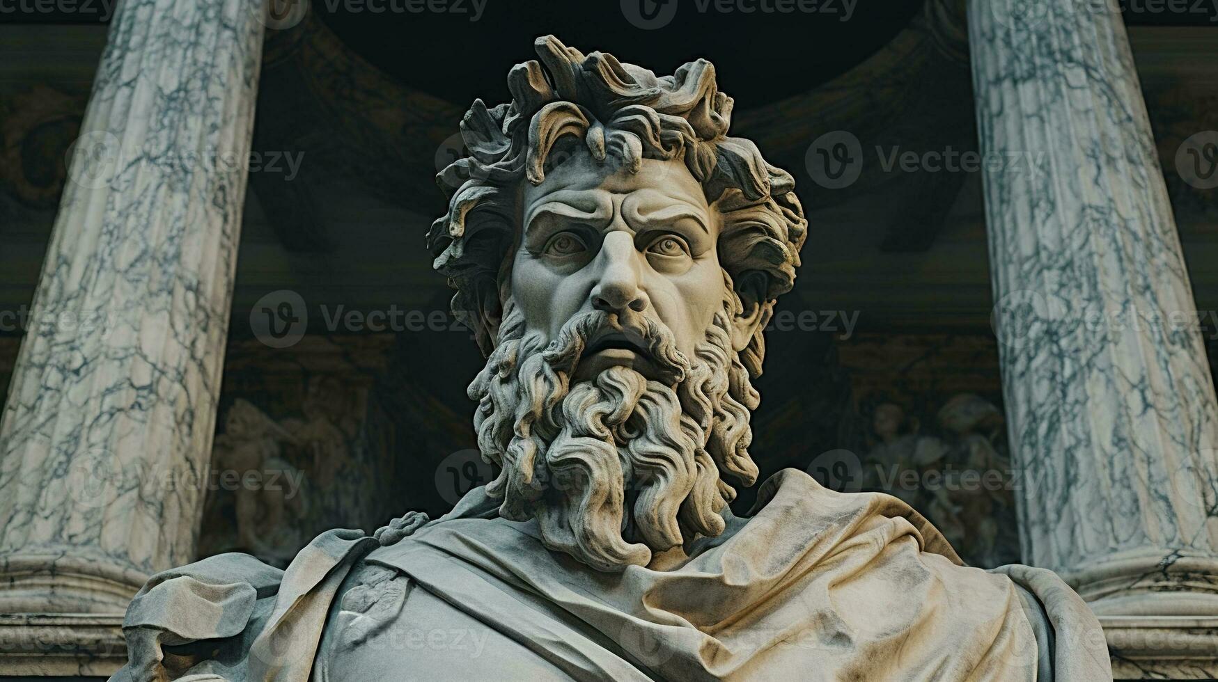 AI generated Generative AI, Stoicism concept, sculpture of a stoic, representing philosophy, ancient greek god statue photo