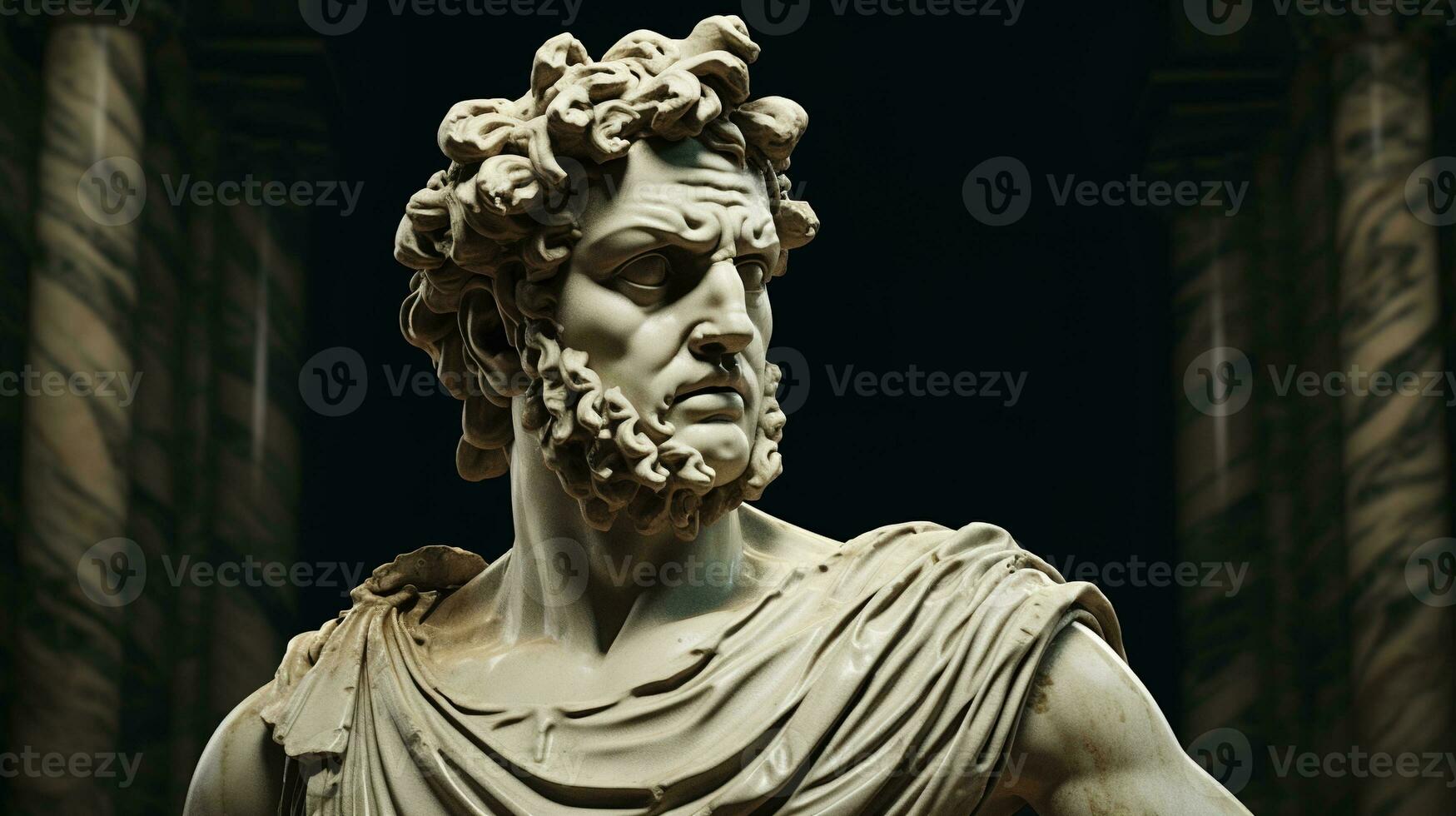 AI generated Generative AI, Stoicism concept, sculpture of a stoic, representing philosophy, ancient greek god statue photo