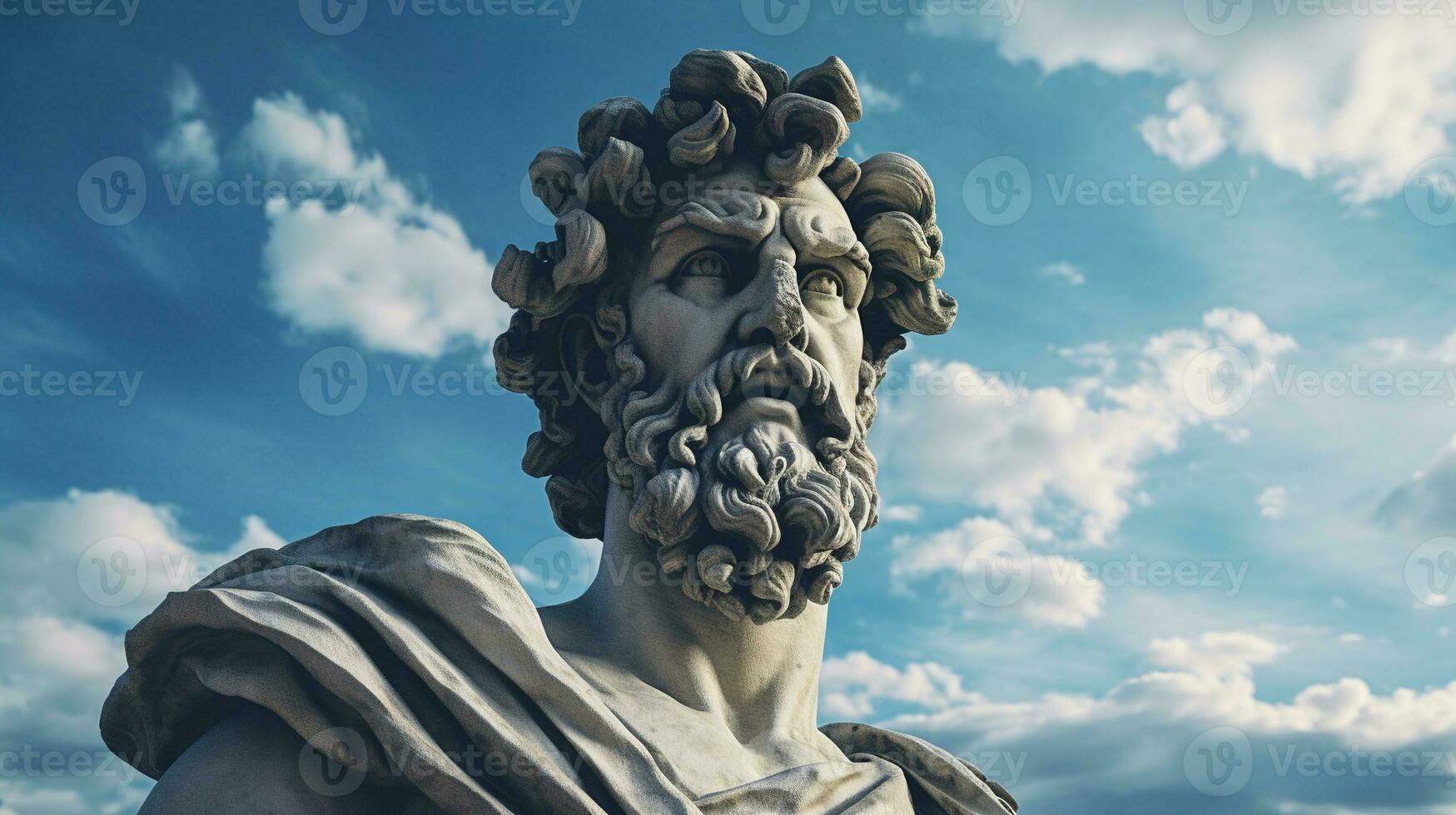 AI generated Generative AI, Stoicism concept, sculpture of a stoic, representing philosophy, ancient greek god statue photo