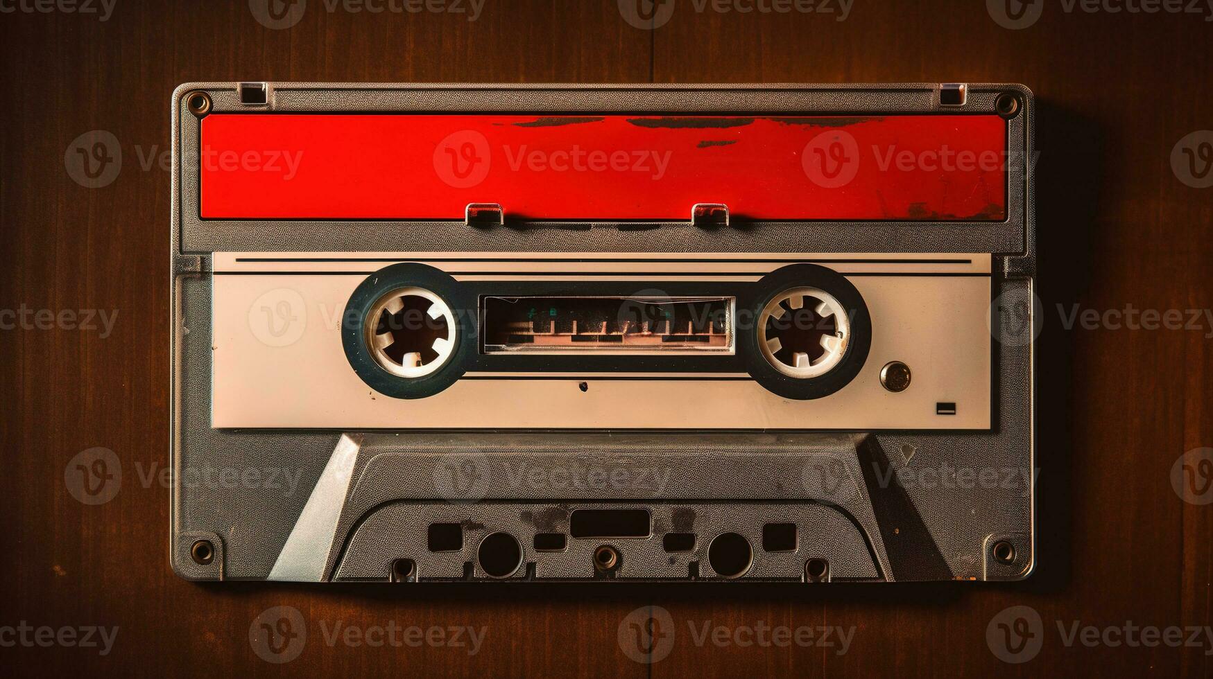 AI generated Generative AI, photo of old audio tape cassette, vintage nostalgic object for the design of the 80s