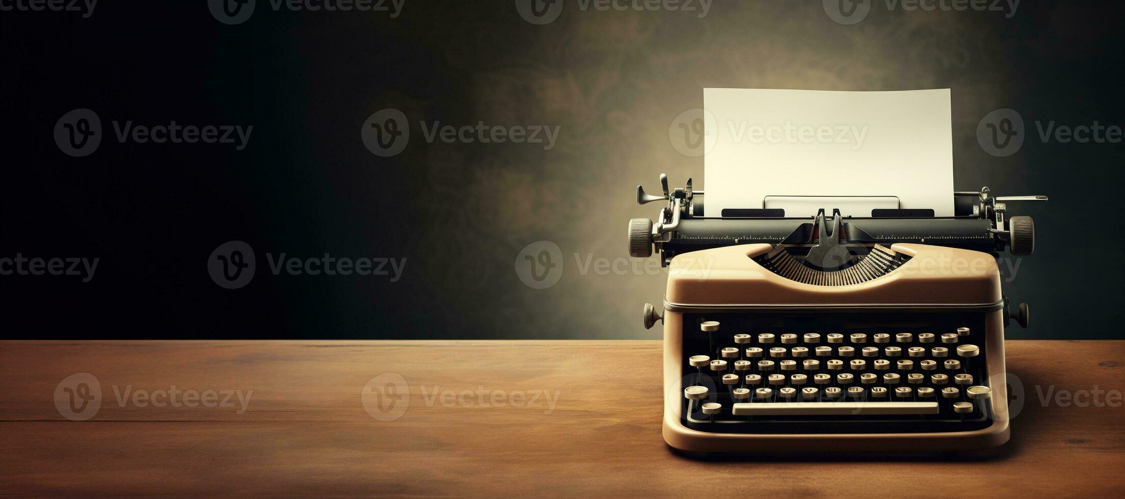 AI generated Generative AI, Vintage typewriter with old paper, blank paper mockup, retro machine technology, copy space photo