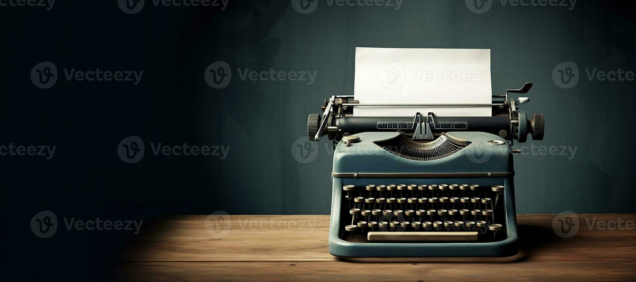 AI generated Generative AI, Vintage typewriter with old paper, blank paper mockup, retro machine technology, copy space photo