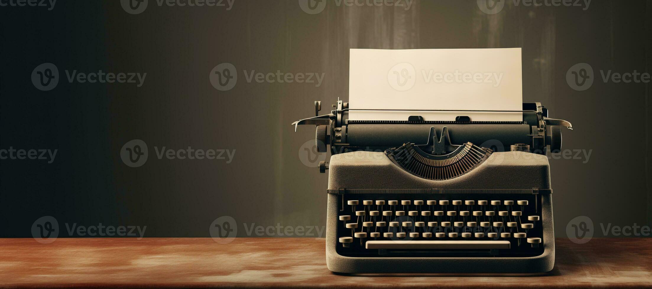 AI generated Generative AI, Vintage typewriter with old paper, blank paper mockup, retro machine technology, copy space photo