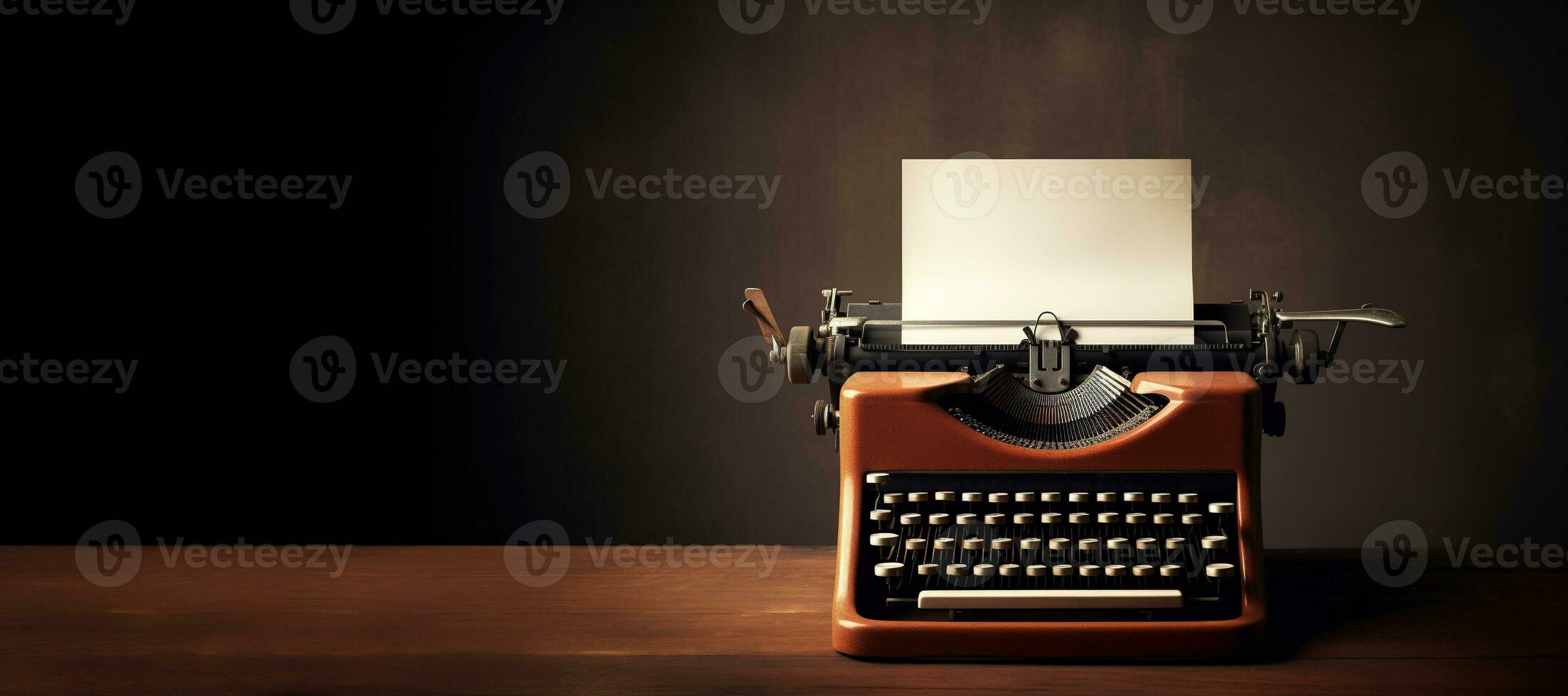 AI generated Generative AI, Vintage typewriter with old paper, blank paper mockup, retro machine technology, copy space photo
