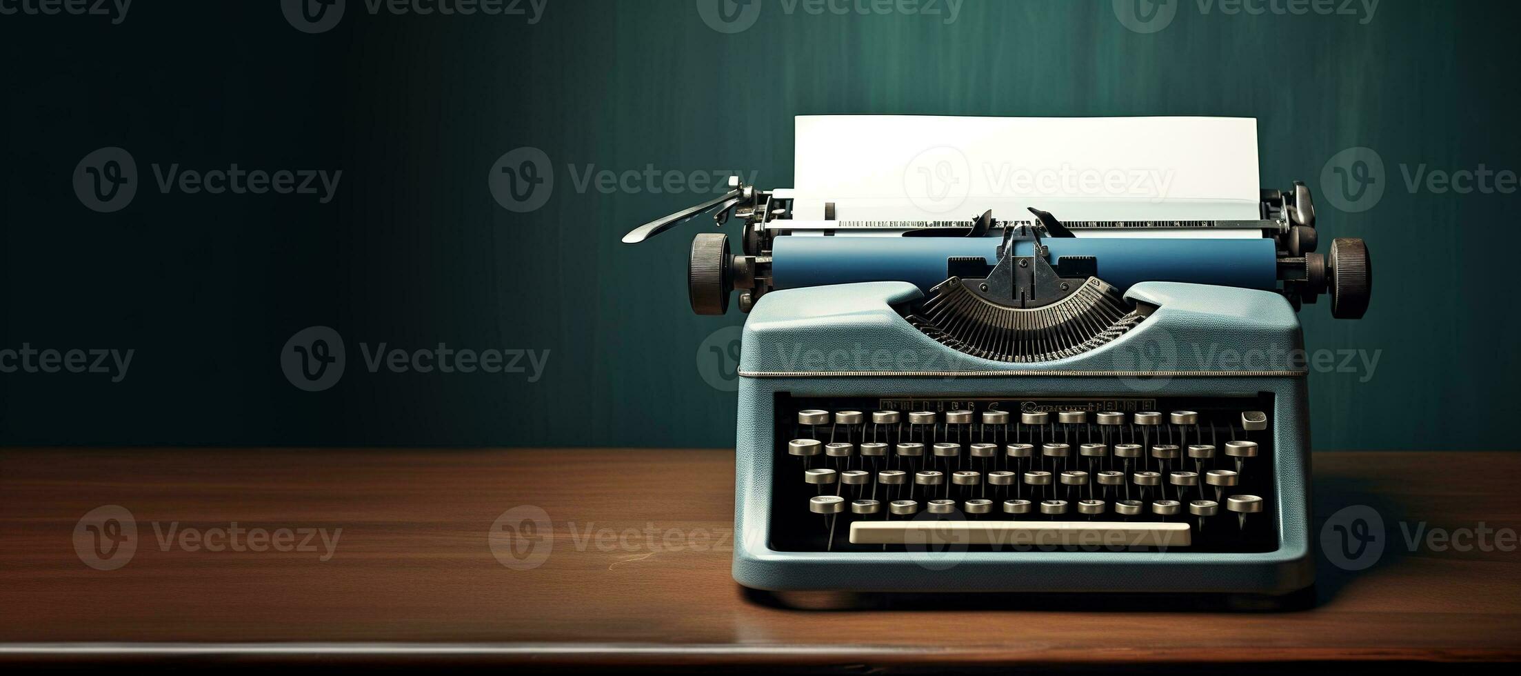 AI generated Generative AI, Vintage typewriter with old paper, blank paper mockup, retro machine technology, copy space photo