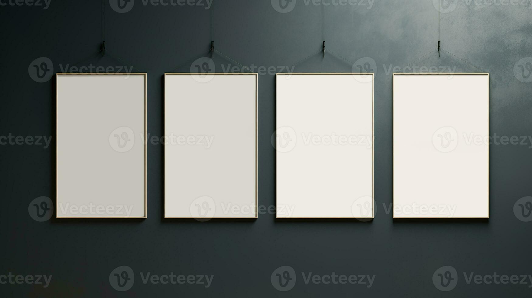 AI generated Generative AI, set of four posters mock up, blank minimalistic background, artwork template photo