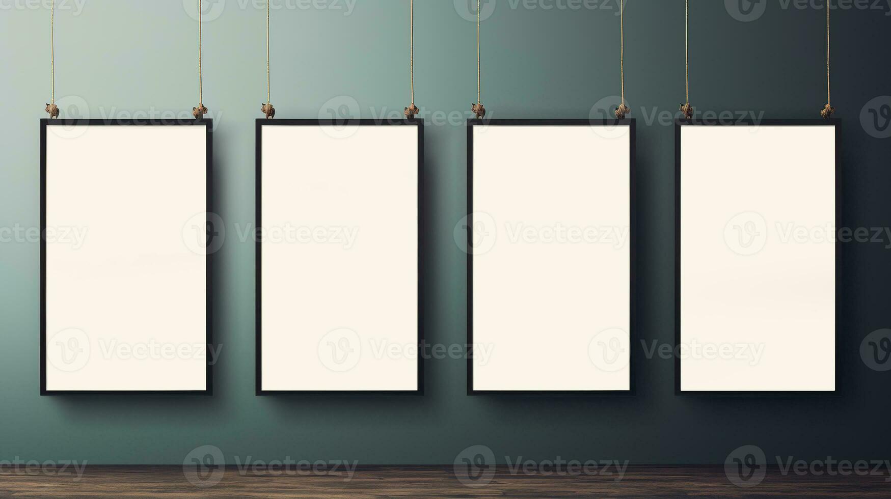 AI generated Generative AI, set of four posters mock up, blank minimalistic background, artwork template photo