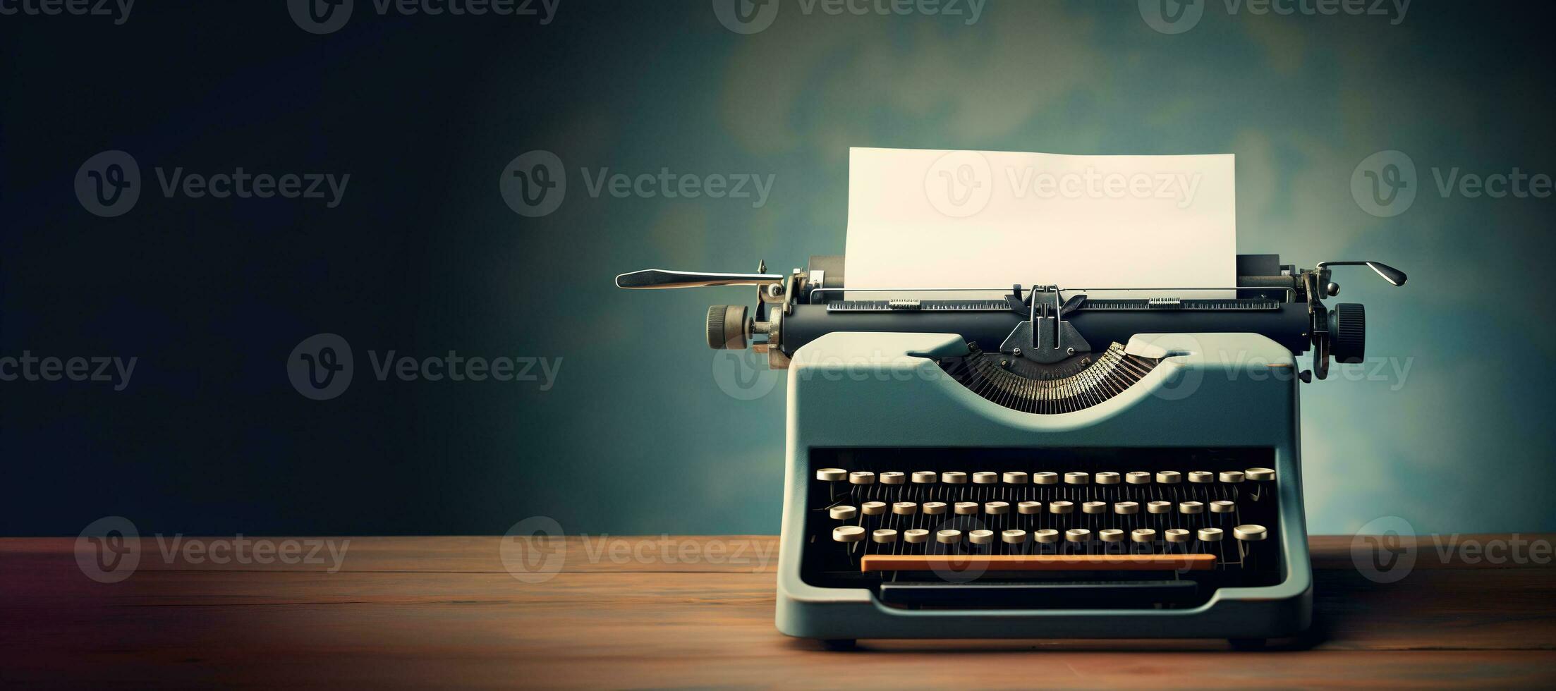 AI generated Generative AI, Vintage typewriter with old paper, blank paper mockup, retro machine technology, copy space photo