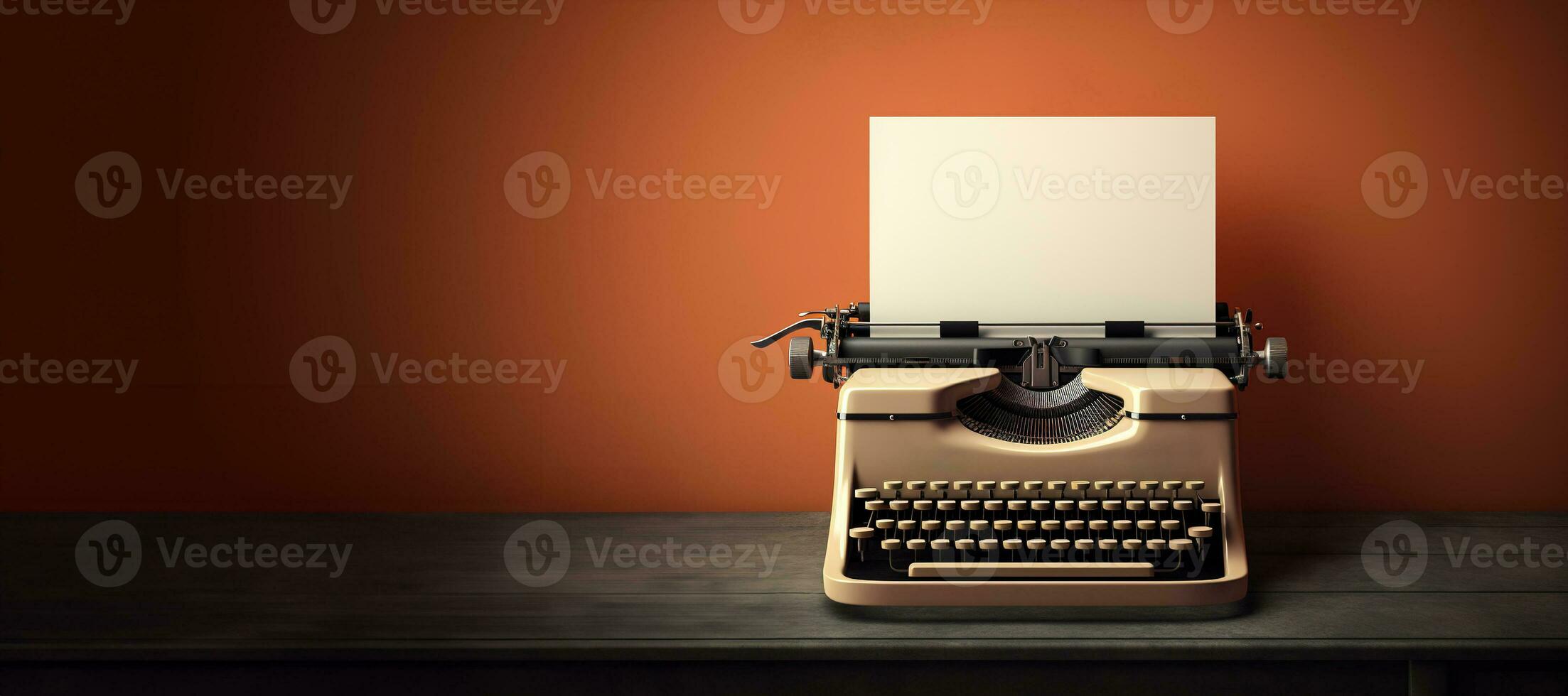 AI generated Generative AI, Vintage typewriter with old paper, blank paper mockup, retro machine technology, copy space photo