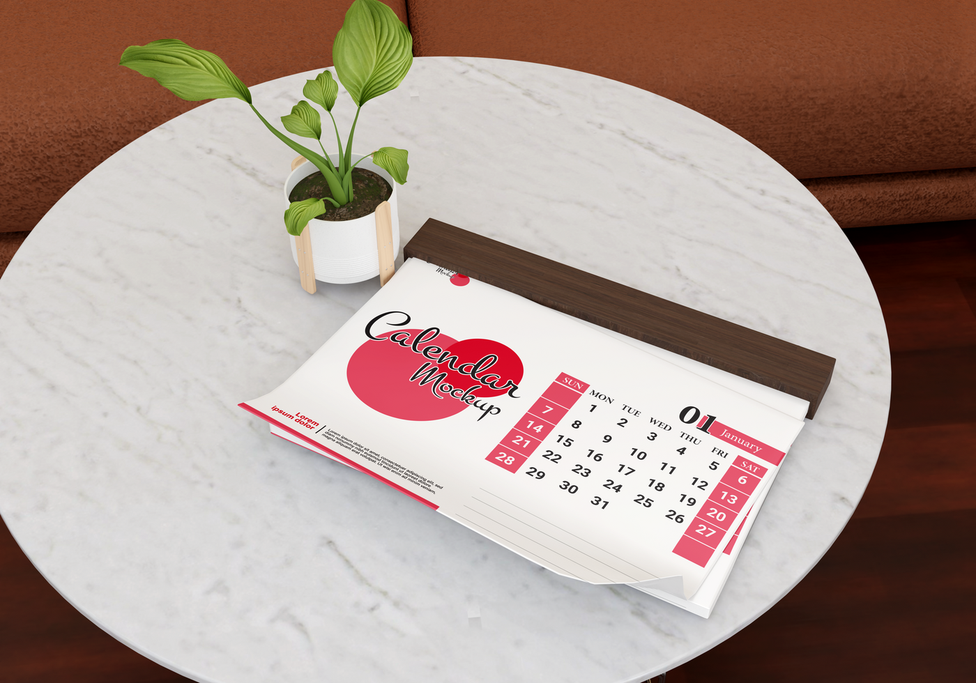 Modern calendar mockup psd