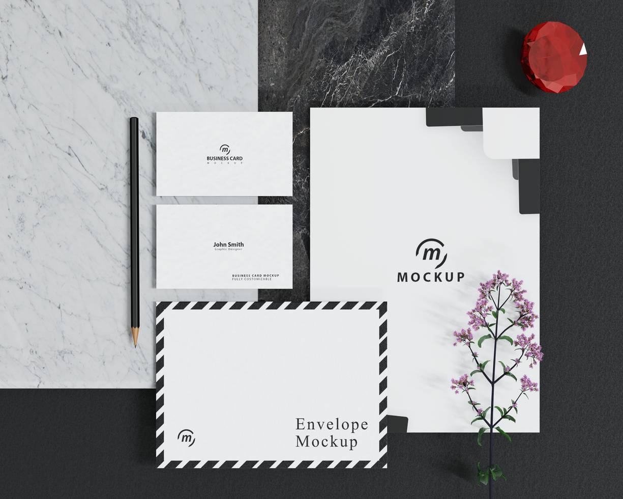 Stationery mockup simple style psd