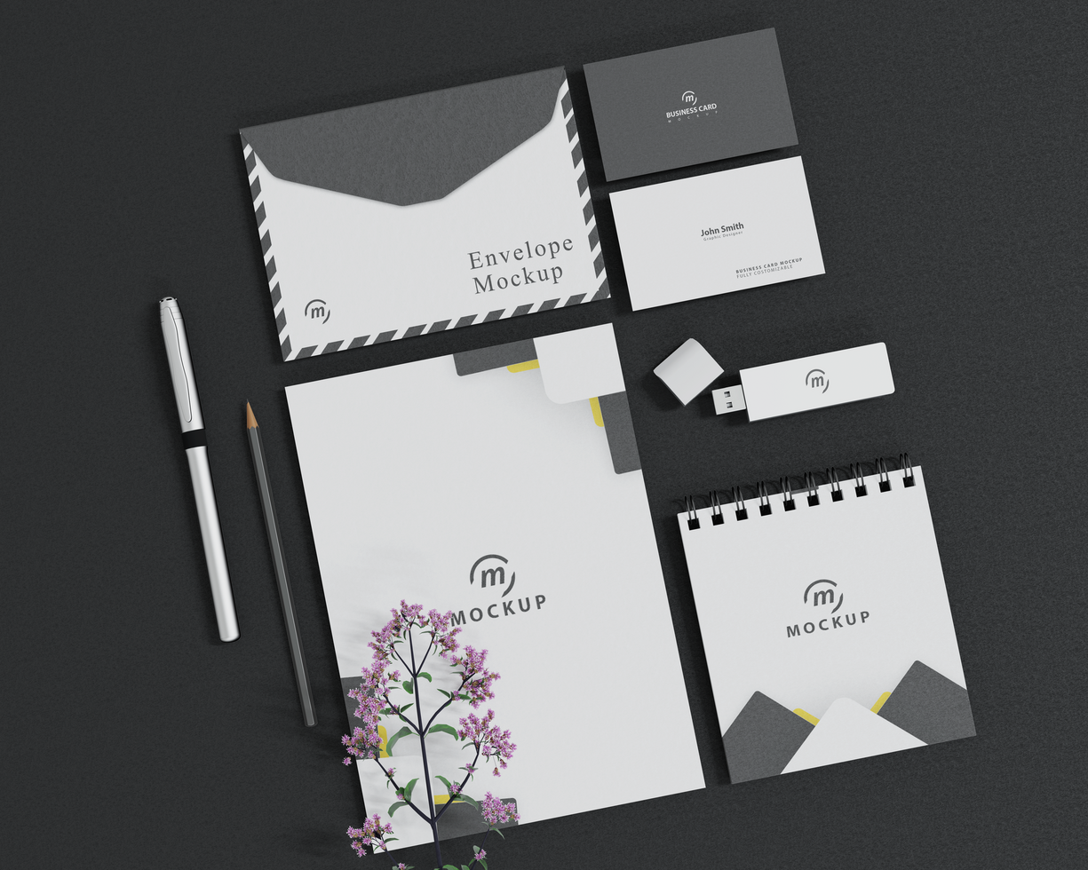 Stationery mockup simple style psd