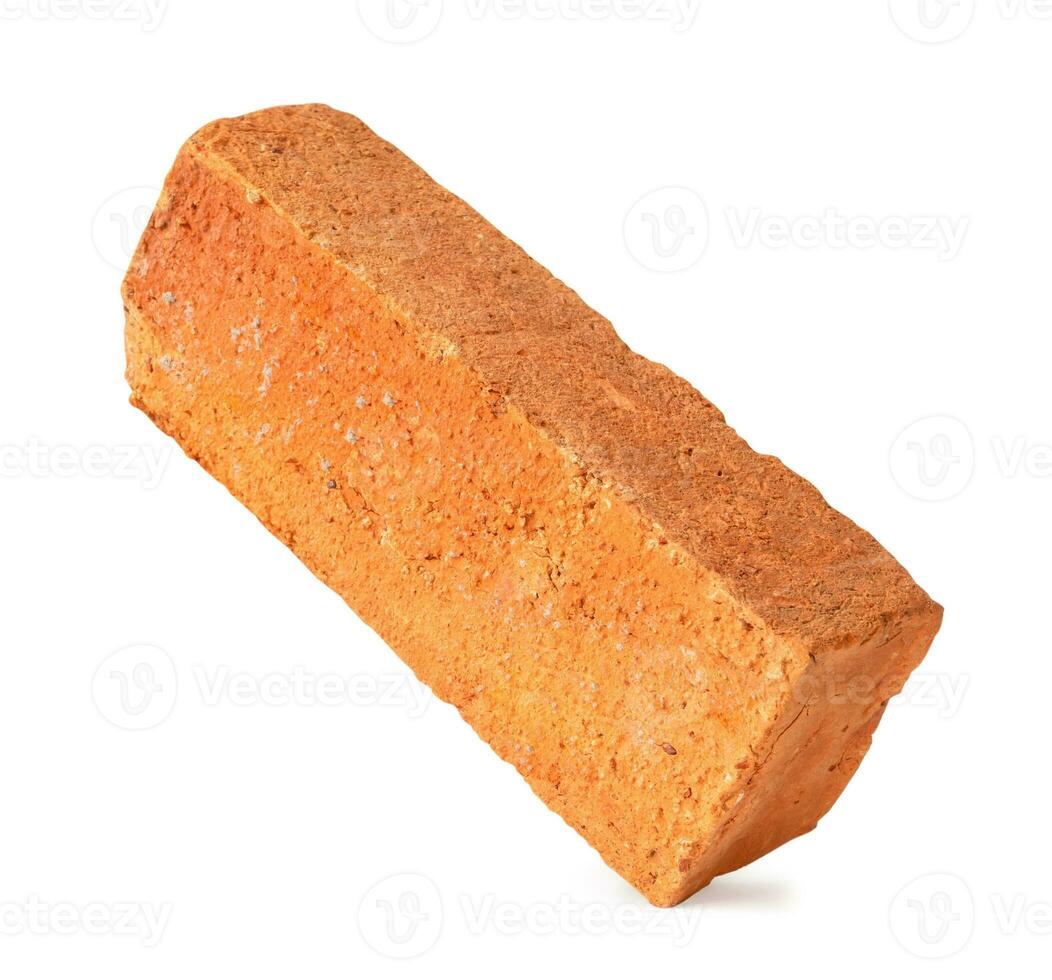Red or orange brick isolated on white background with clipping path photo