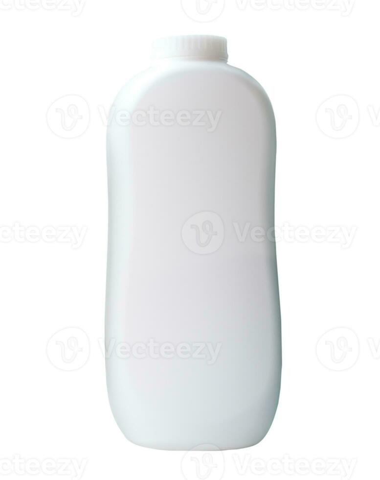 White powder bottle isolated on white background with clipping path photo