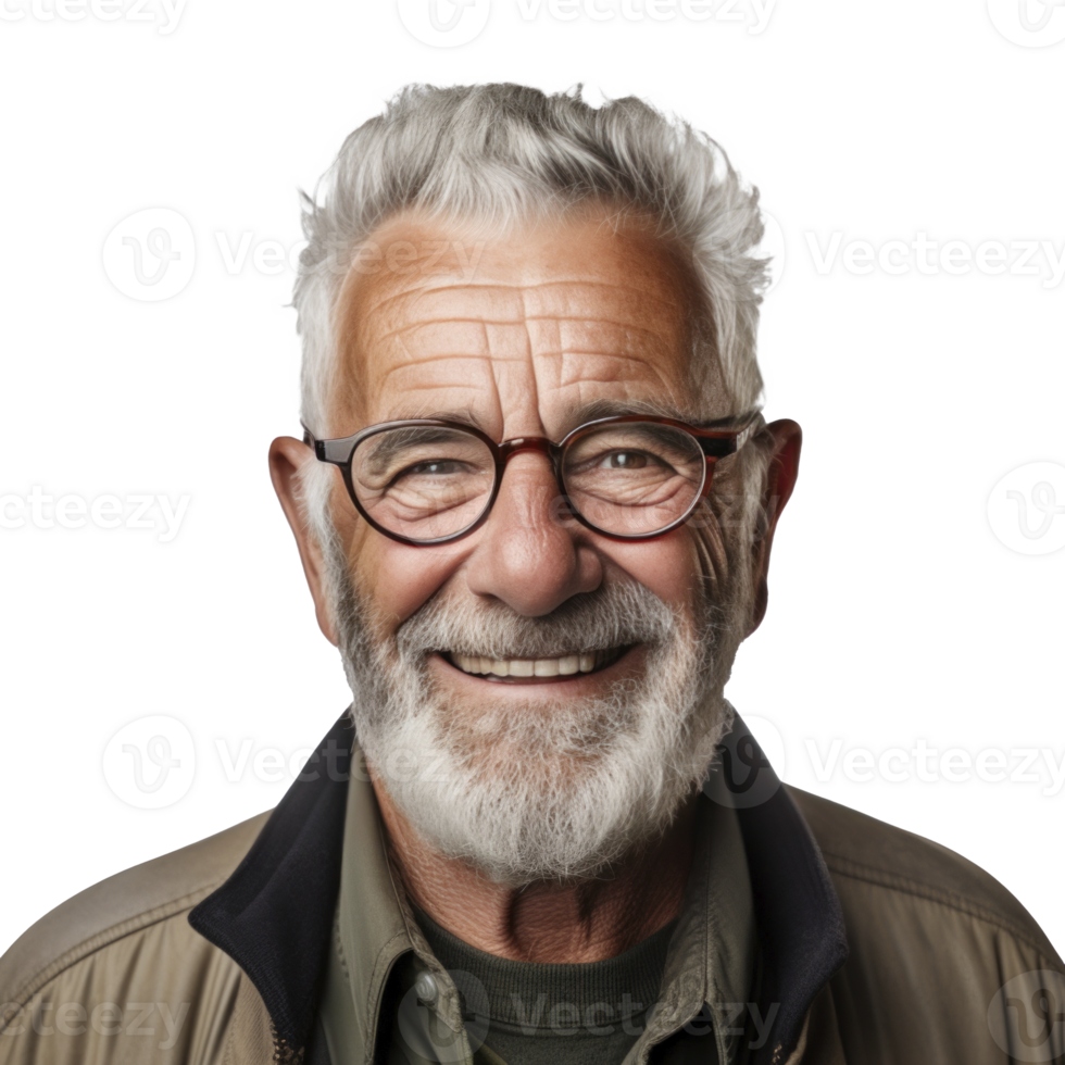 AI generated a happy older man smiling for the camera isolated. png