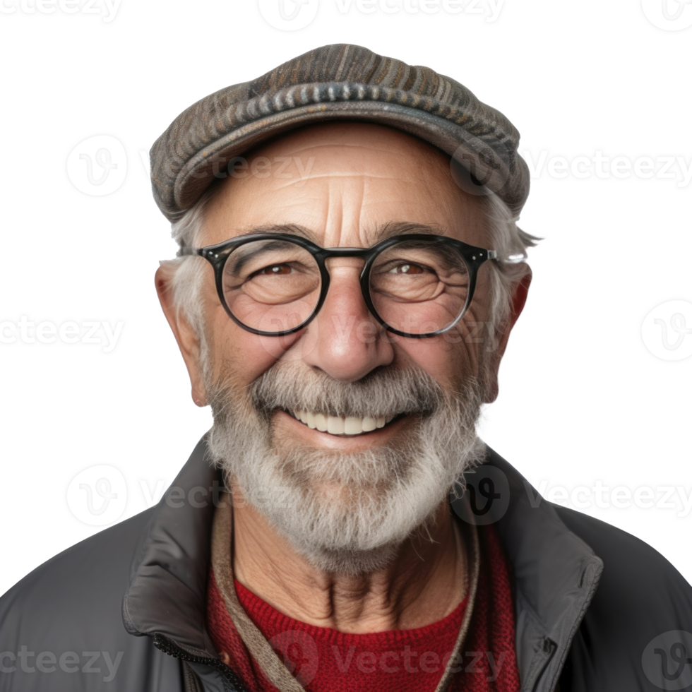 AI generated a happy older man smiling for the camera isolated. png