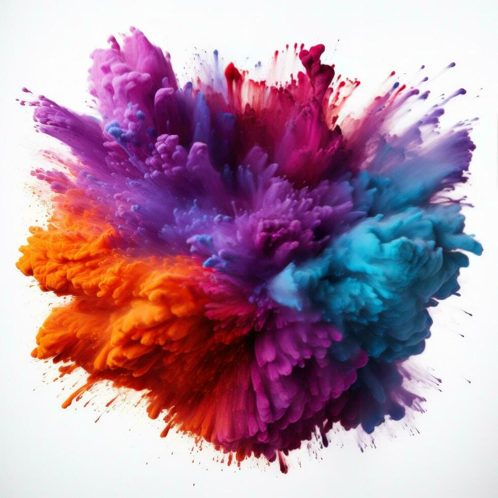 AI generated Multicolored Holi, Holli, Holly. bright splash isolated photo