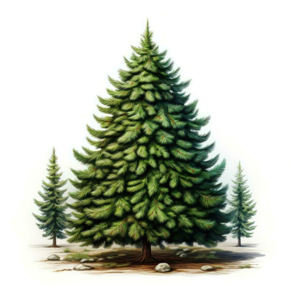 AI generated Green cartoon Christmas tree isolated photo