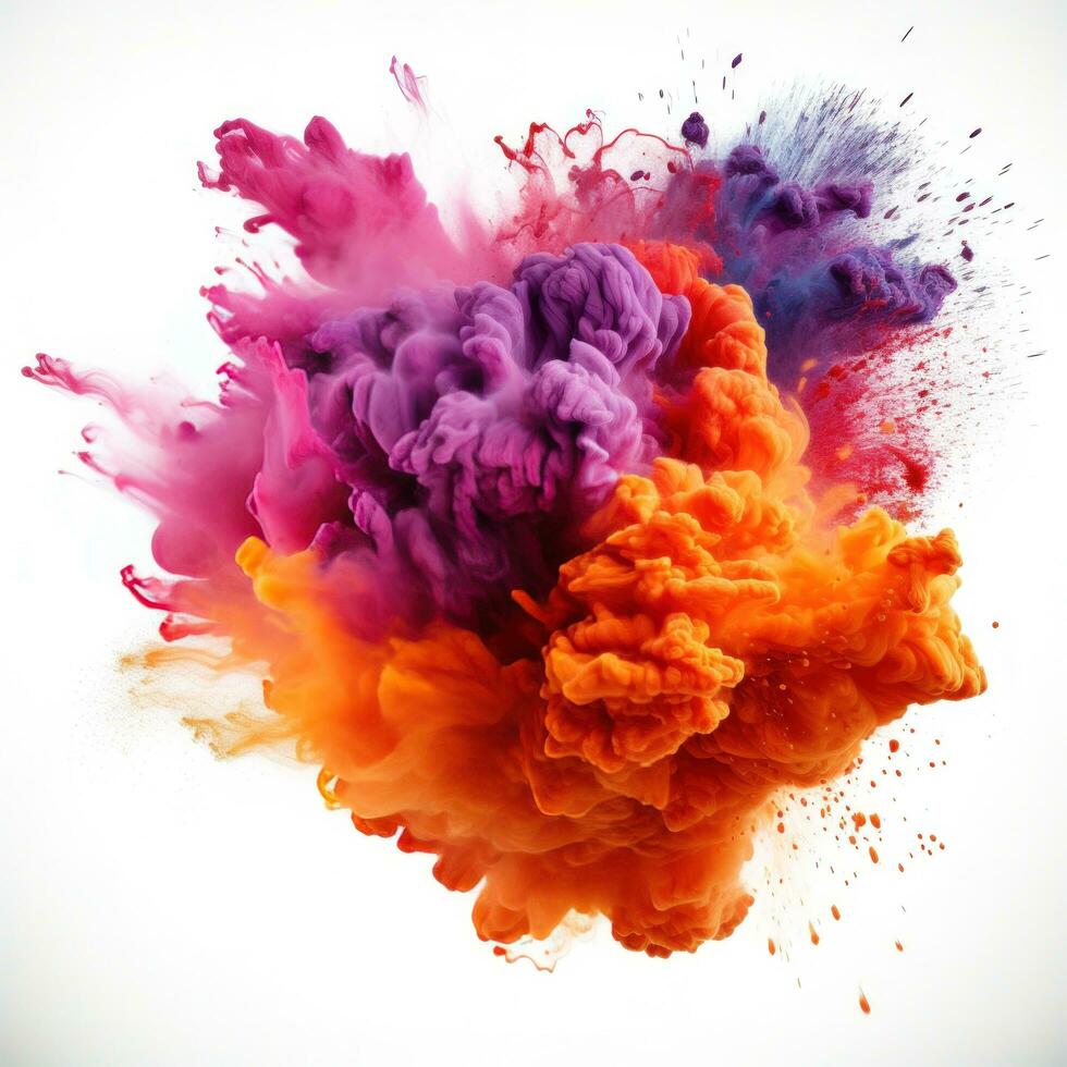 AI generated Multicolored Holi, Holli, Holly. bright splash isolated photo