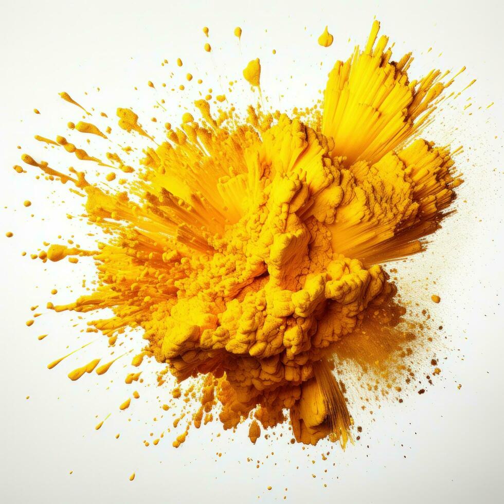 AI generated Yellow Holi, Holli, Holly. bright splash isolated photo