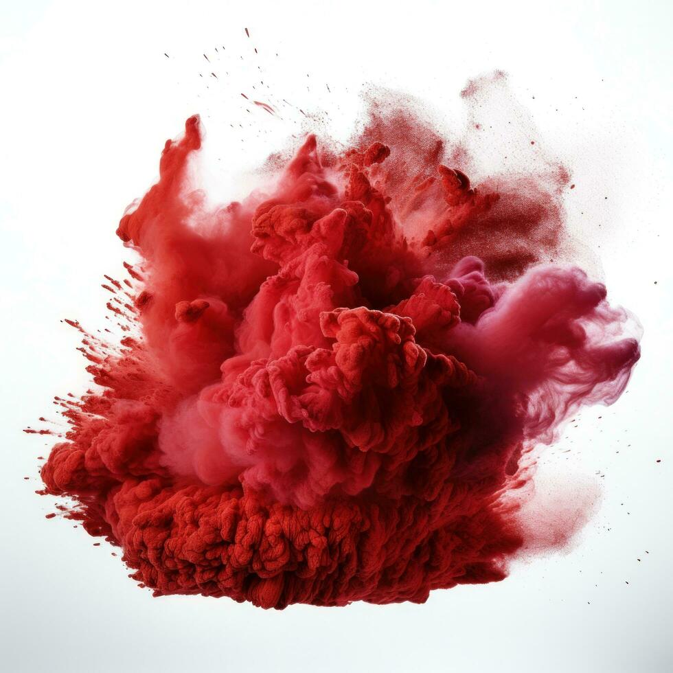 AI generated Red Holi, Holli, Holly. bright splash isolated photo