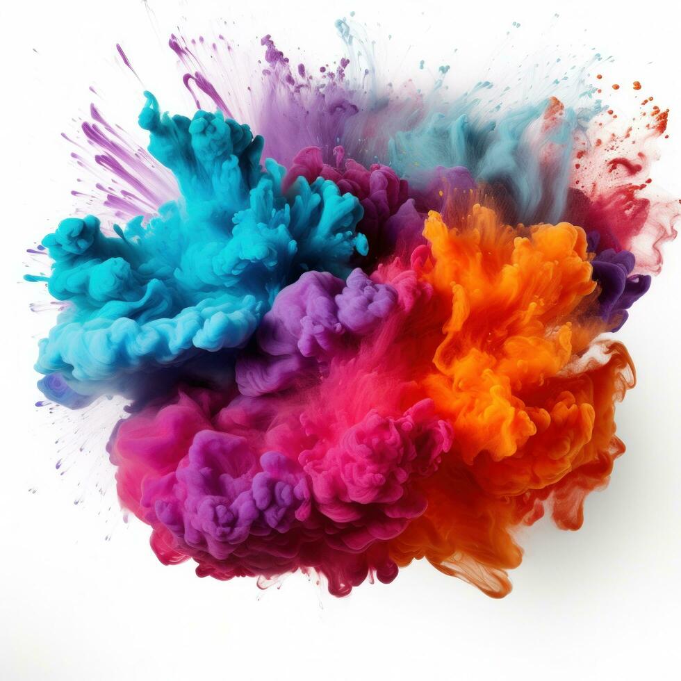 AI generated Multicolored Holi, Holli, Holly. bright splash isolated photo