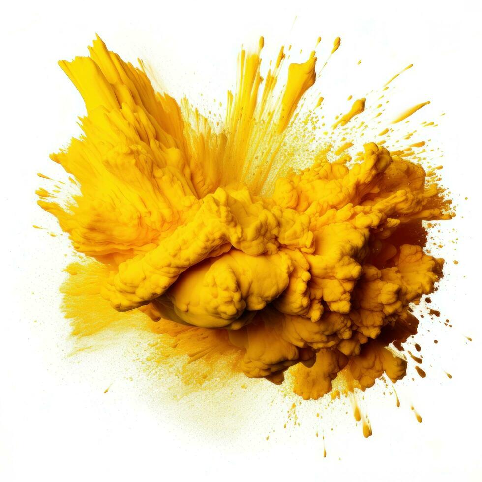 AI generated Yellow Holi, Holli, Holly. bright splash isolated photo