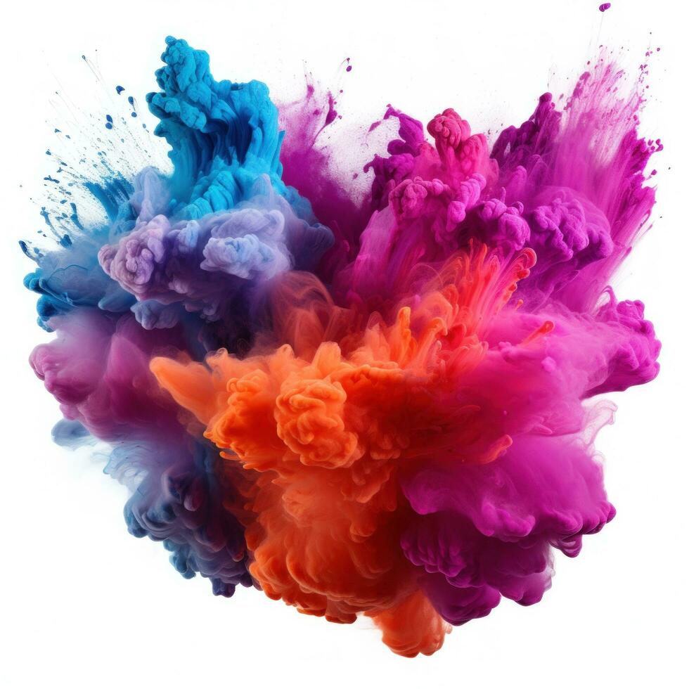 AI generated Multicolored Holi, Holli, Holly. bright splash isolated photo