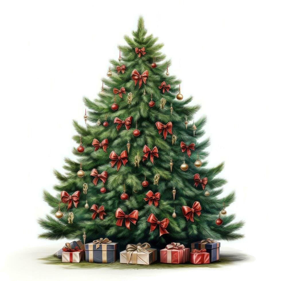 ai generado verde dibujos animados Navidad árbol aislado foto
