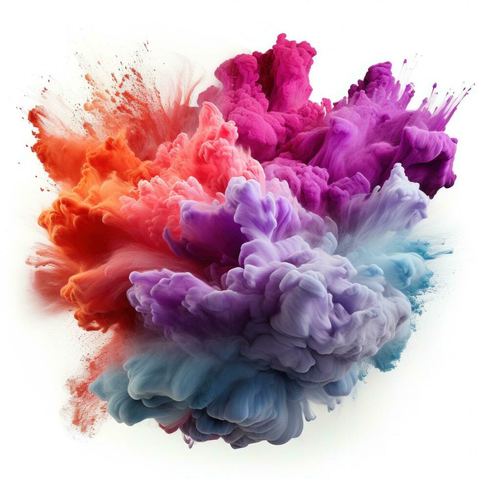 AI generated Multicolored Holi, Holli, Holly. bright splash isolated photo