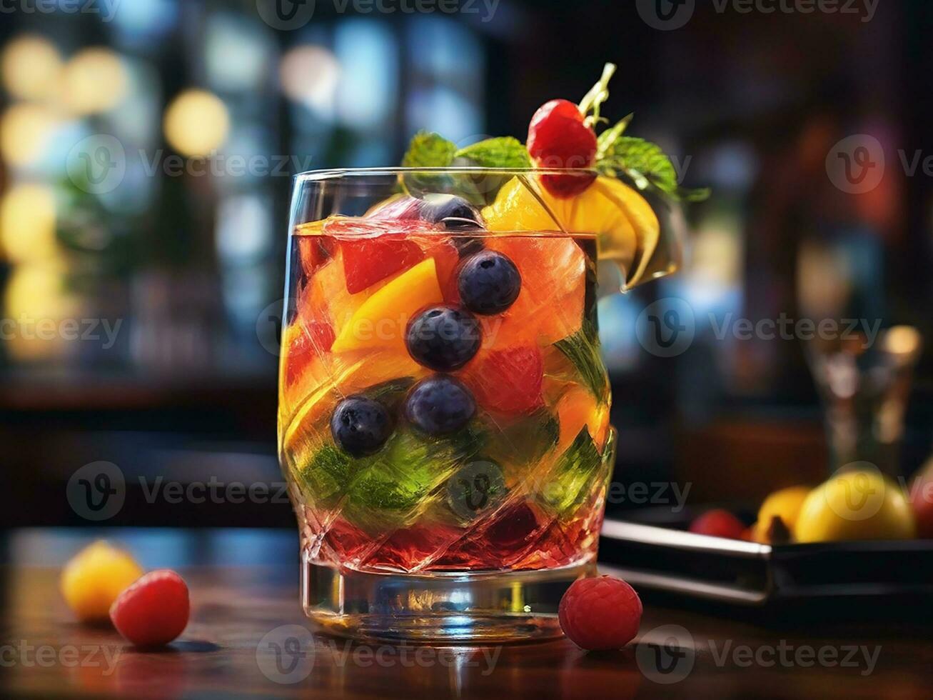 ai generado refrescante cóctel con frutas generativo ai foto