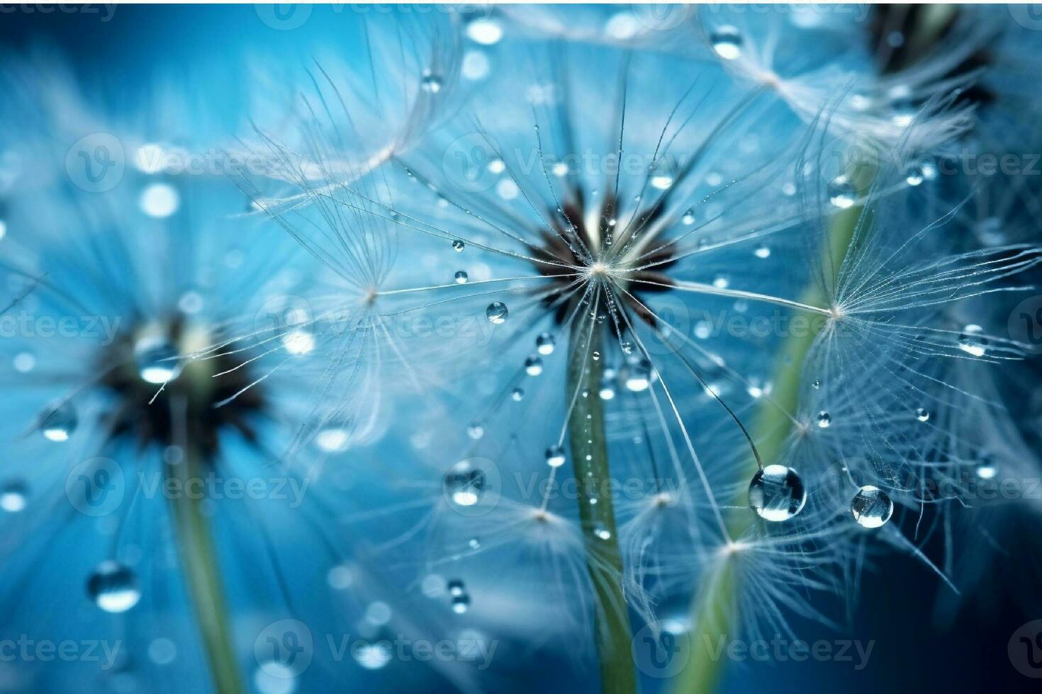 AI generated Dandelion seeds on bokeh background. 3d rendering photo