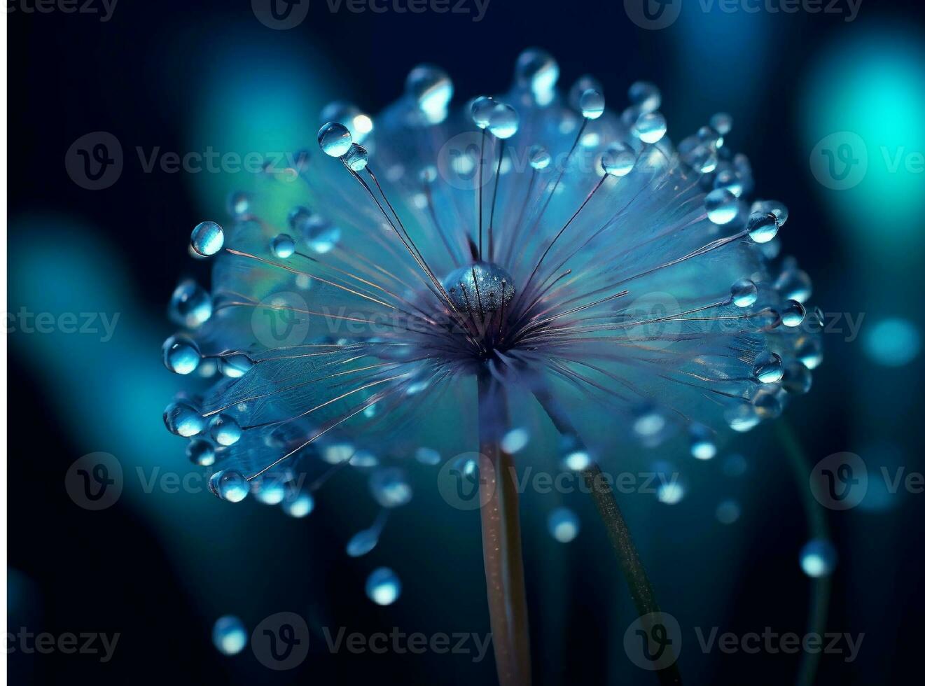AI generated Dandelion seeds on bokeh background. 3d rendering photo