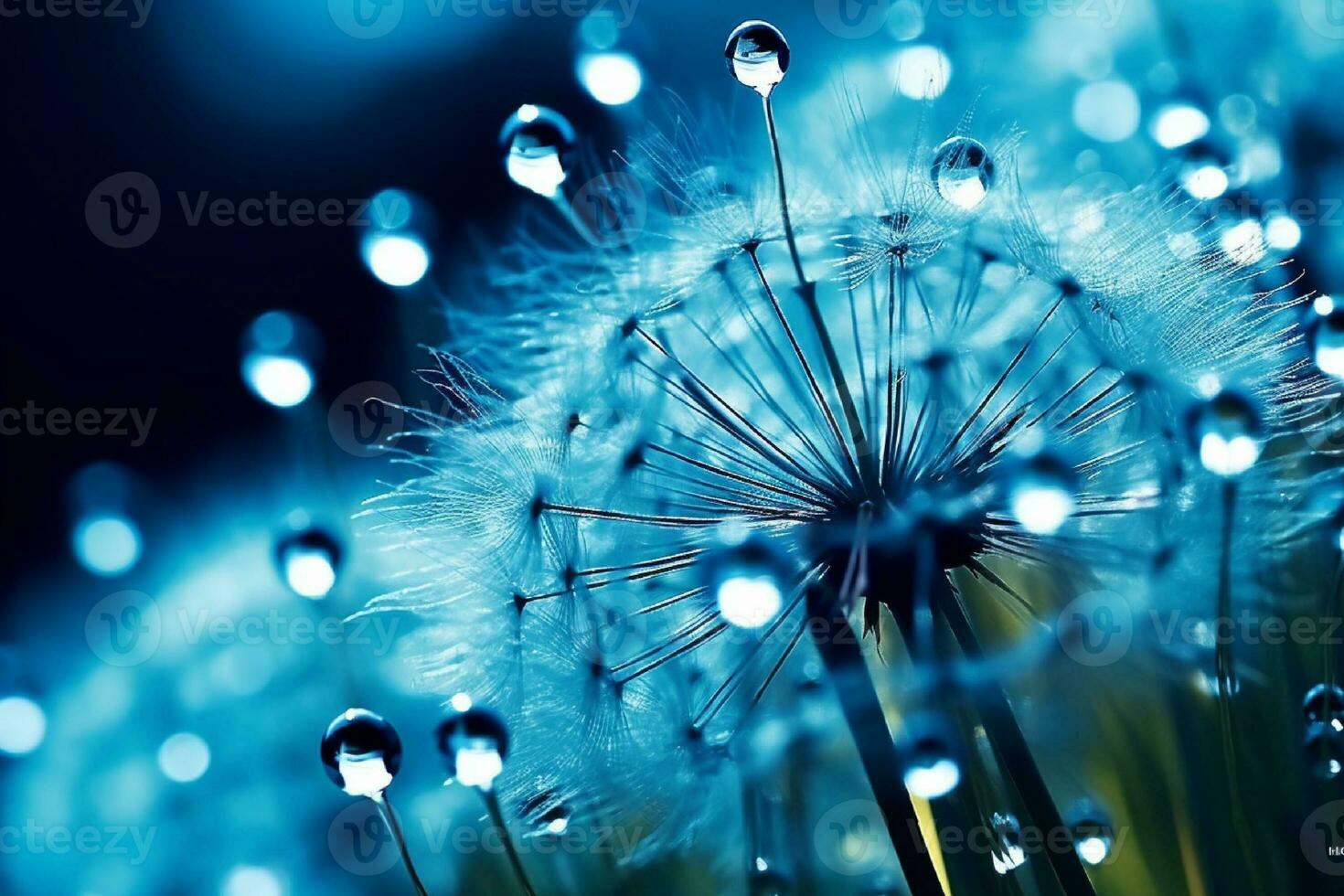 AI generated Dandelion seeds on bokeh background. 3d rendering photo